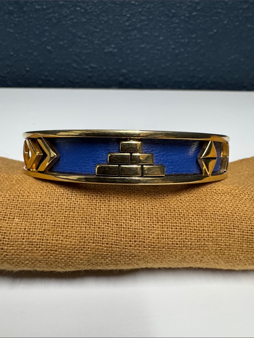 House of Harlow 1960 Gold-Tone Bracelet with Blue Leather Accents